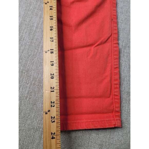 Guess Brittney Cropped Pants Women 29 Orange Denim Mid Rise Stretch Skinny Capri - Picture 11 of 15